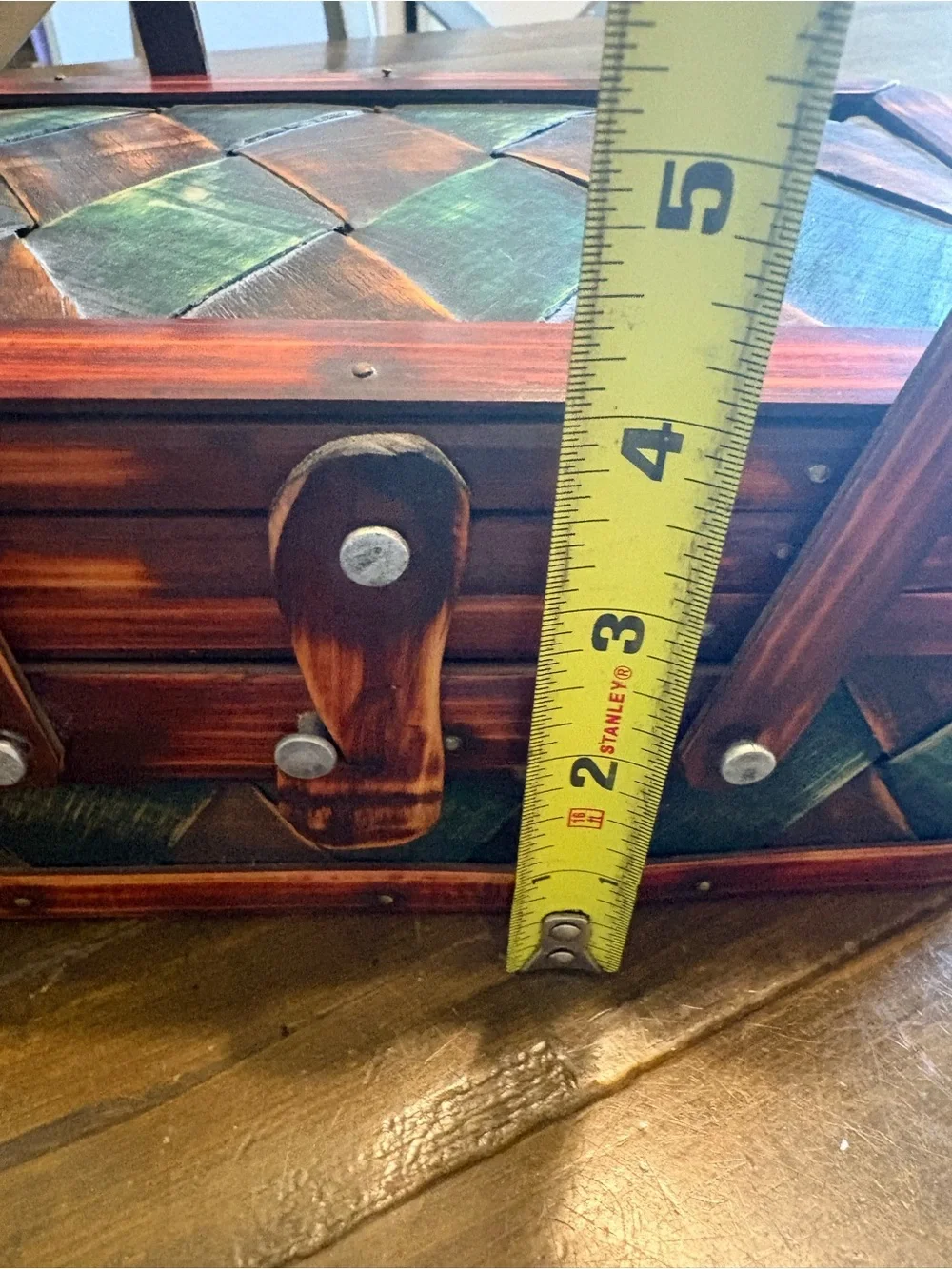 Vintage Woven Bamboo Small Basket Sewing Picnic Green Storage Checked  Granny